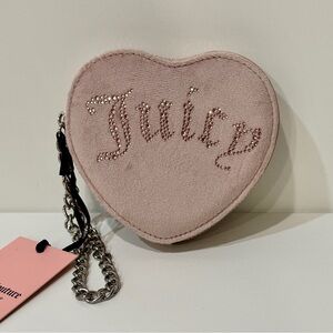 Juicy Couture Pale Pink Bejeweled Coin Purse Heart Wristlet